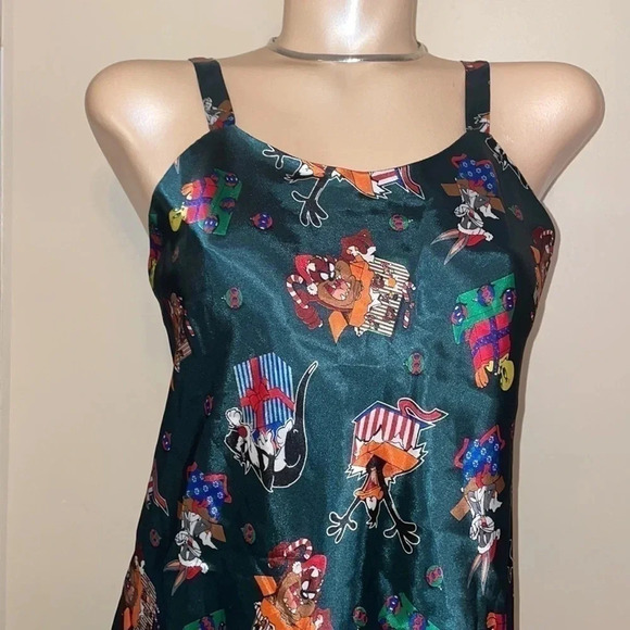 Looney Tunes women’s medium night gown character satin chemise Vintage Christmas - Picture 3 of 6